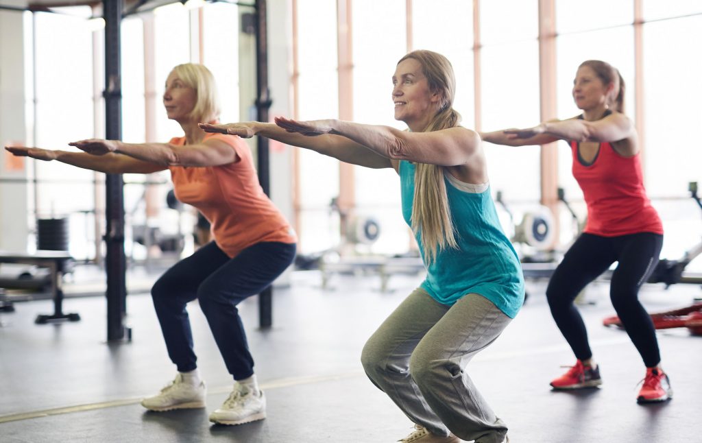Group fitness class for mature age women